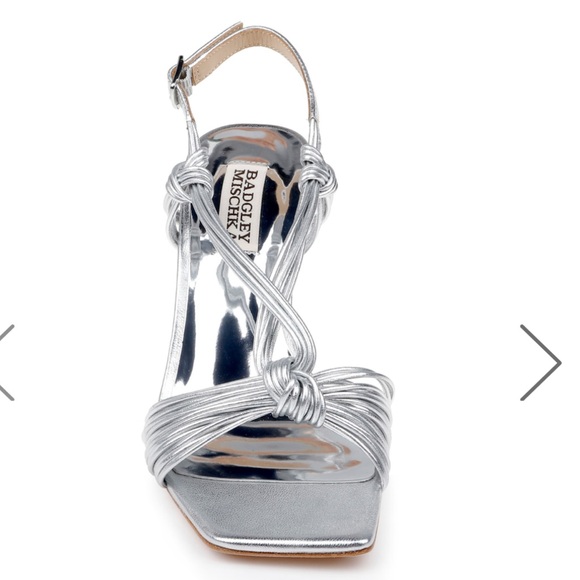 BADGLEY MISCHKA
Carmine Leather Knot-Detail Slingback Sandal SILVER SZ 7 - Picture 5 of 17